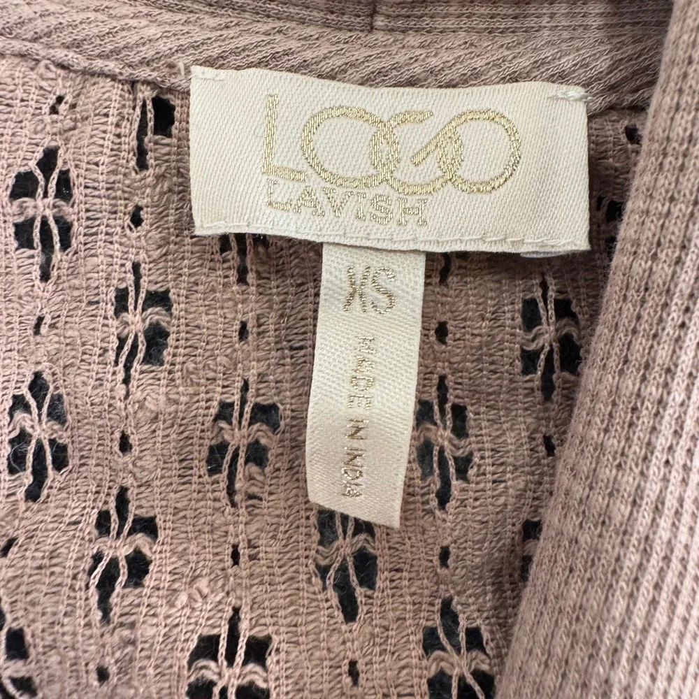 Logo Lavish Womens XS Pink Lace Cardigan Boho Fairy Grunge Whimsy‎ Romantic Top